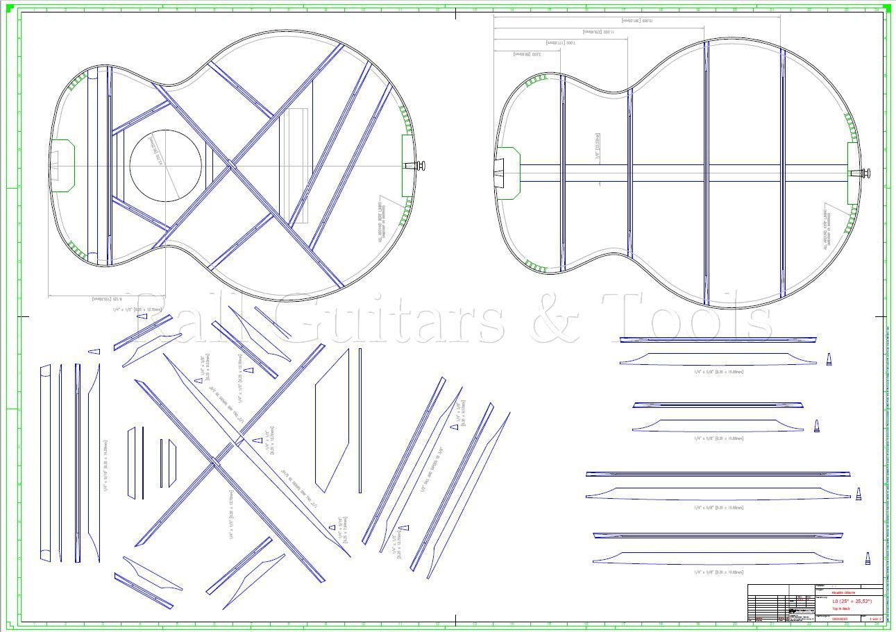 Gitarrenbauplan L0 (25" / 25,51")