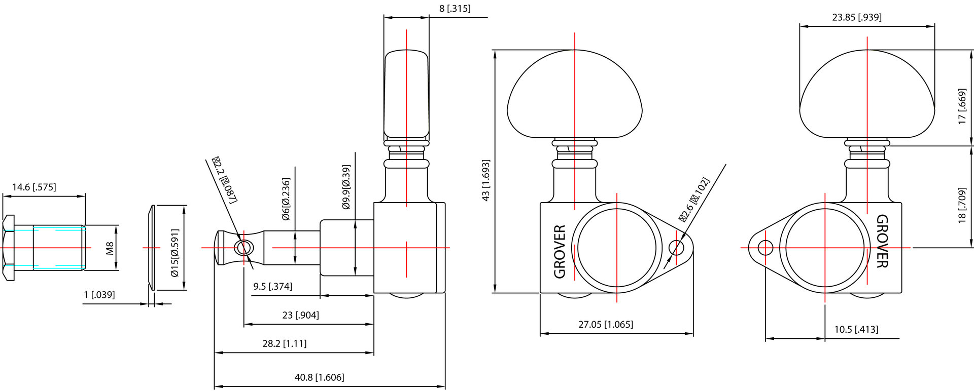 Grover GR 102-18BC Original Rotomatics 3+3 schw ch Grover GR 102-18BC Original Rotomatics 3+3 schw ch