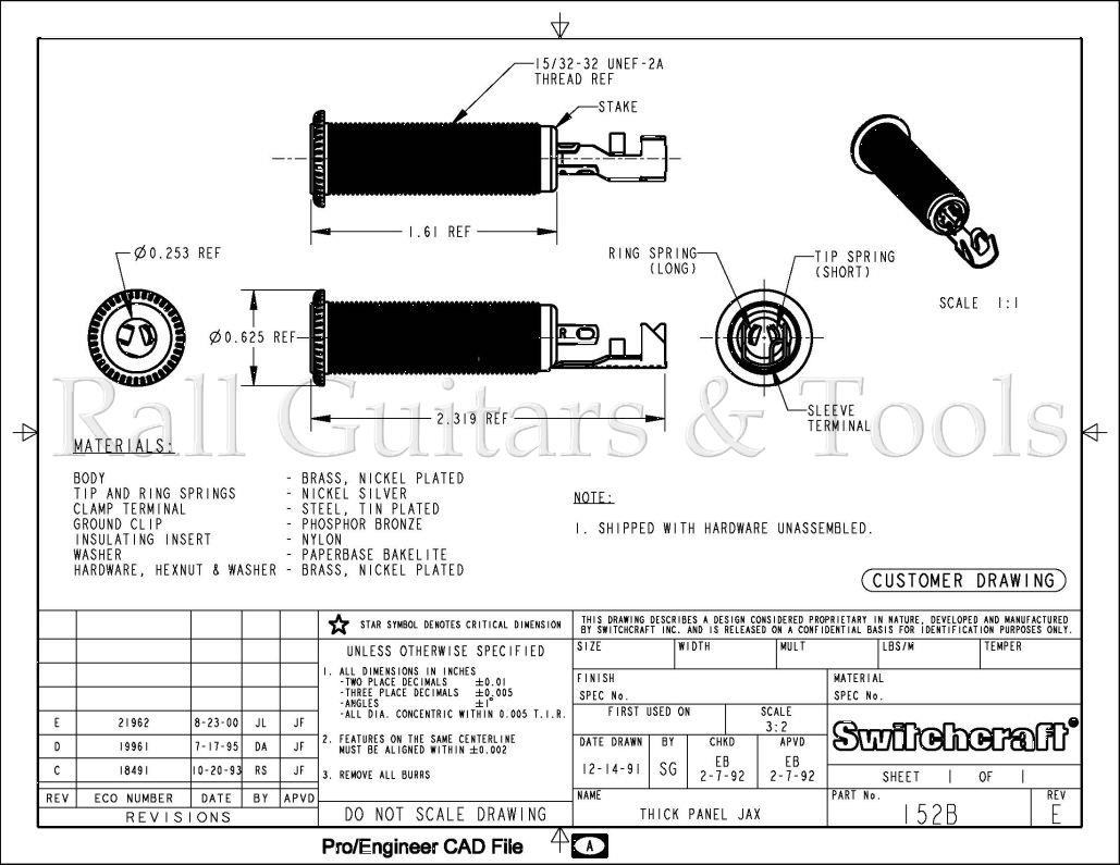 Switchcraft 152B Rohrbuchse 3-pol. Nickel