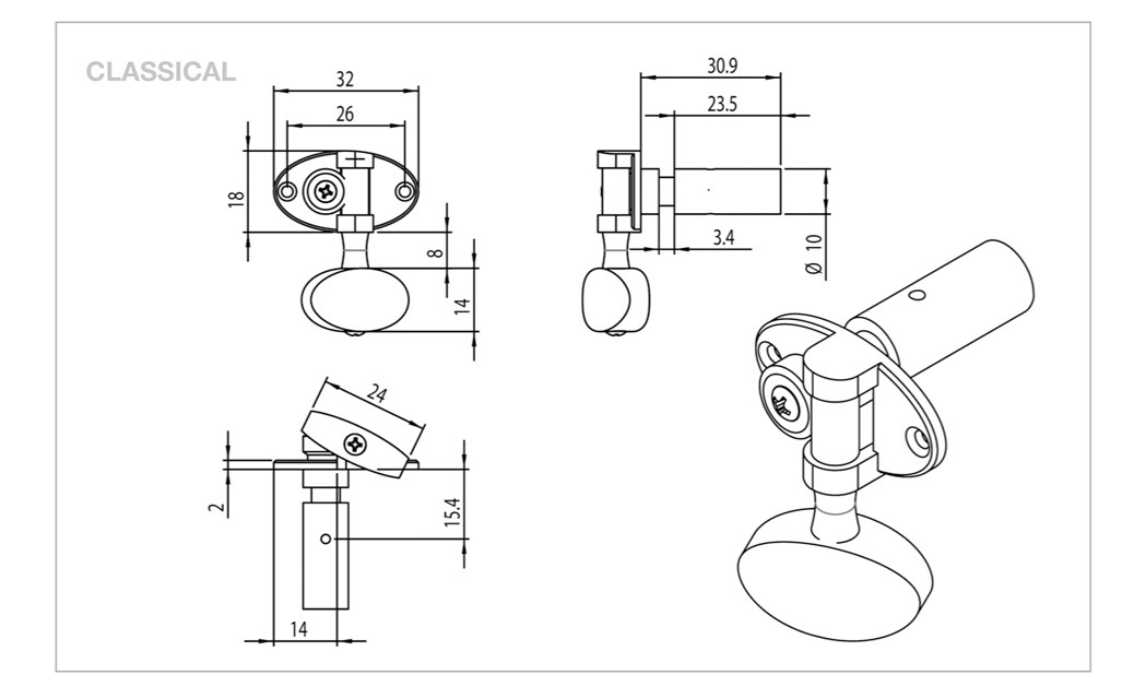 Schertler Klassik Mechanik 3L3R Gold/Ebenholz