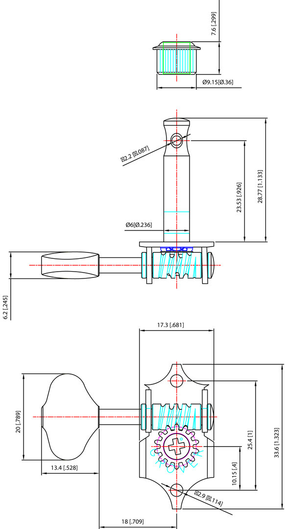 Grover GR V97N Sta-Tite™ Mechanik 3+3 vert. nickel