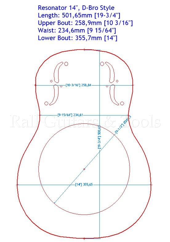 Gitarrenbau Außenform - Resonator 14" (D-bro)