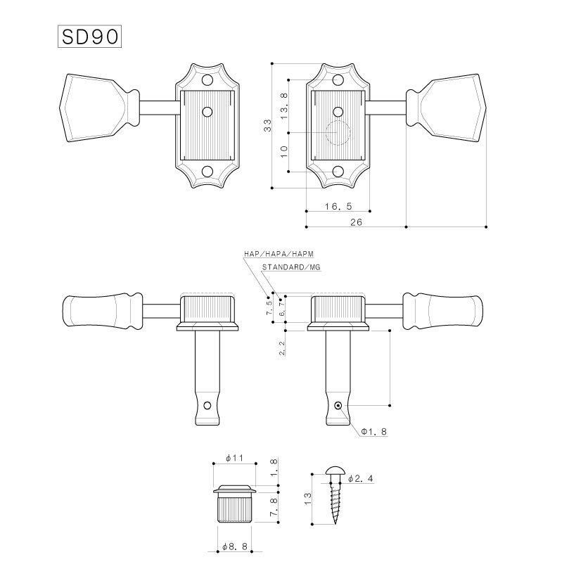 Gotoh SD90-SL Relic Mechanik "Tulip",3l+3r, Nickel