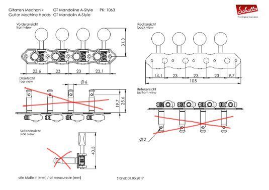 SchallerGT Mandolinen Mech. A-Style S-Gold - Emb