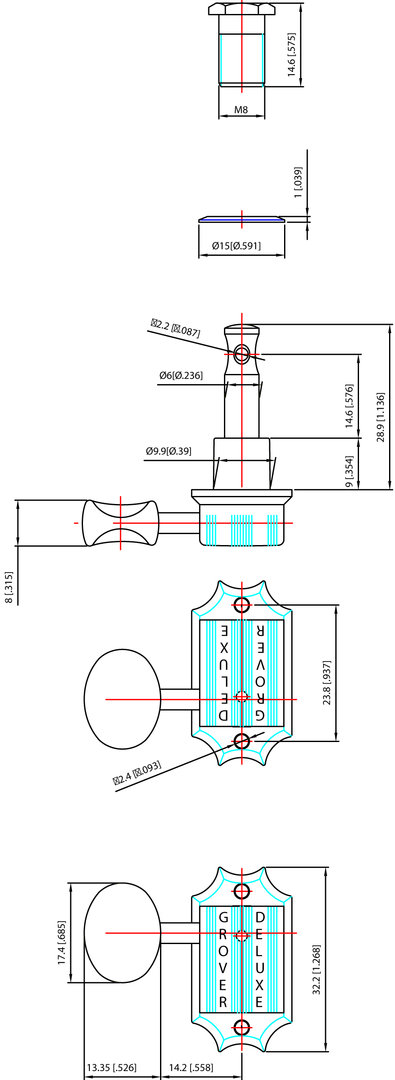 Grover GR 136G Vintage Deluxe 3+3 gold