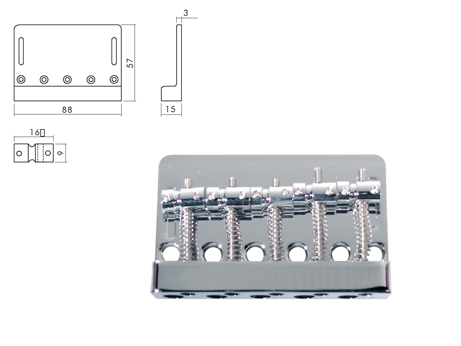 Boston BB 405-C Bass Brücke 5-saiter chrom