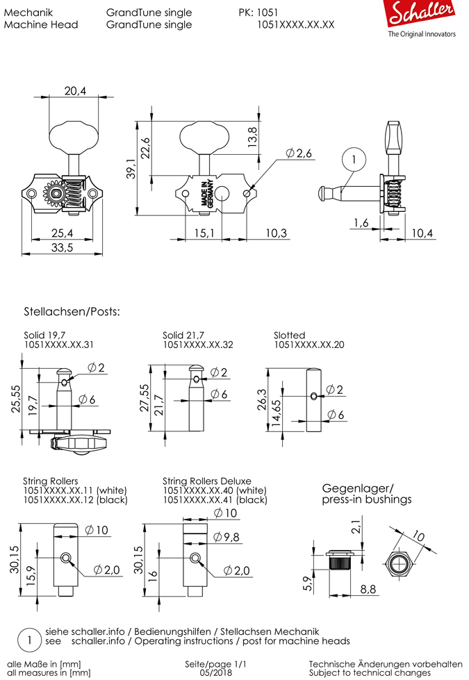 Schaller Mechaniken GrandTune Nickel / Perloid Schaller Mechaniken GrandTune Nickel / Perloid