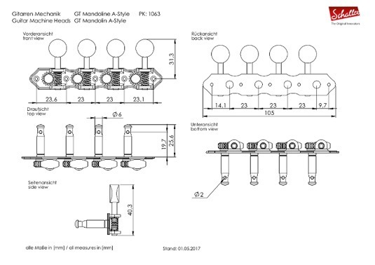 Schaller GT Mandolinen Mech. A-Style Nickel
