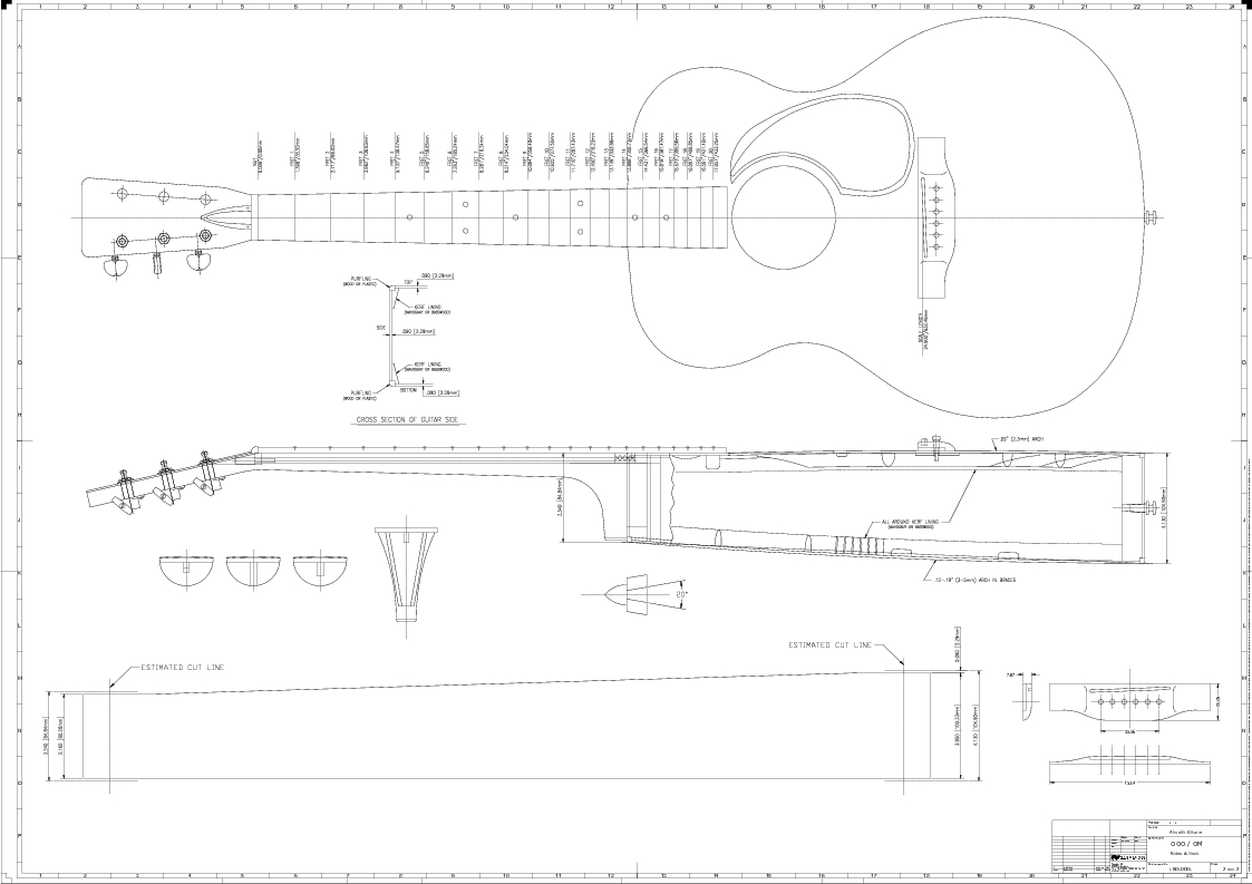 Gitarrenbauplan 000-14 (24,9") Gitarrenbauplan 000-14 (24,9")