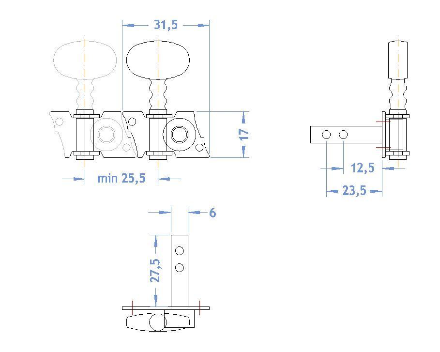 Dixon SKG 353 Einzel-Mechaniken Chrom - Doppelloch Dixon SKG 353 Einzel-Mechaniken Chrom - Doppelloch