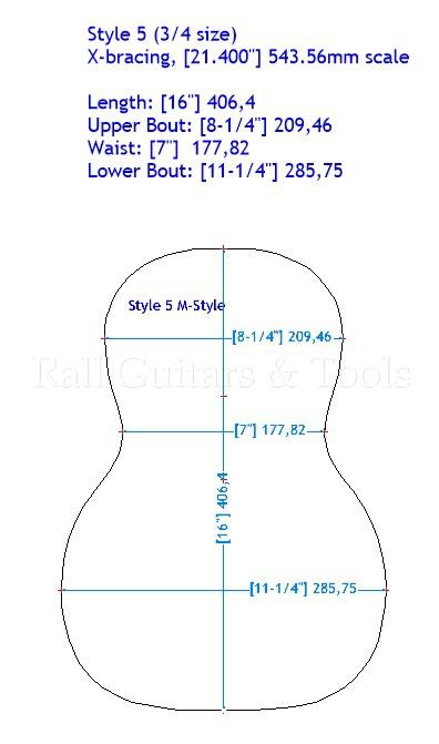 Gitarrenbau Außenform Style 5 CFM - 3/4 (Terz)