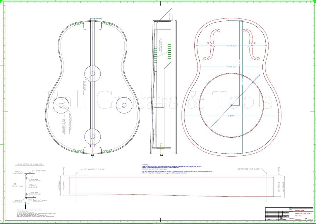 Bauplan Resonator Gitarre 9,5" Cone - 25" Mensur Bauplan Resonator Gitarre 9,5" Cone - 25" Mensur