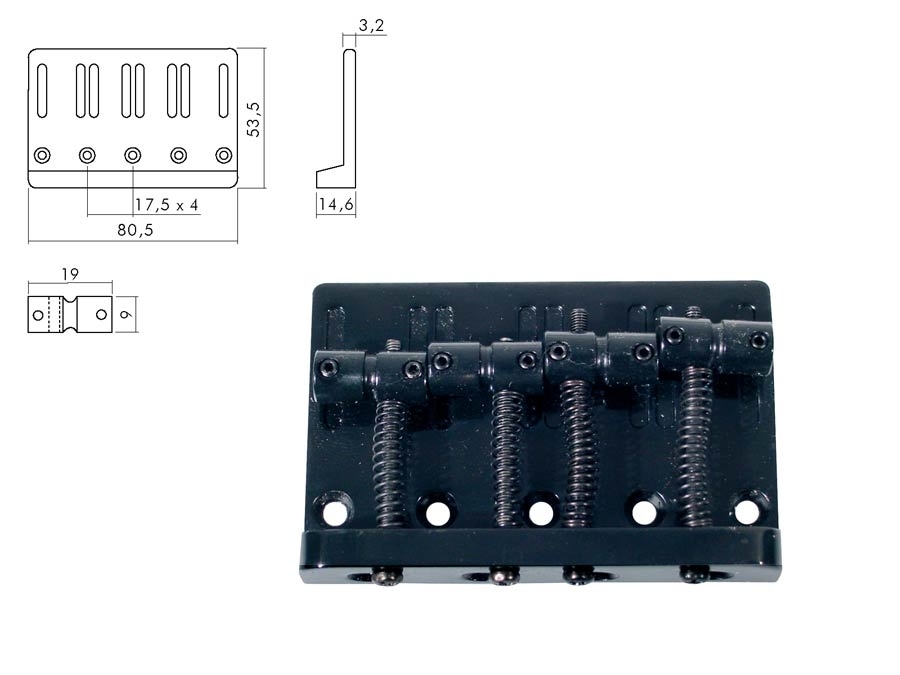 Boston BB 204-B Bass Brücke 4-saiter Schwarz