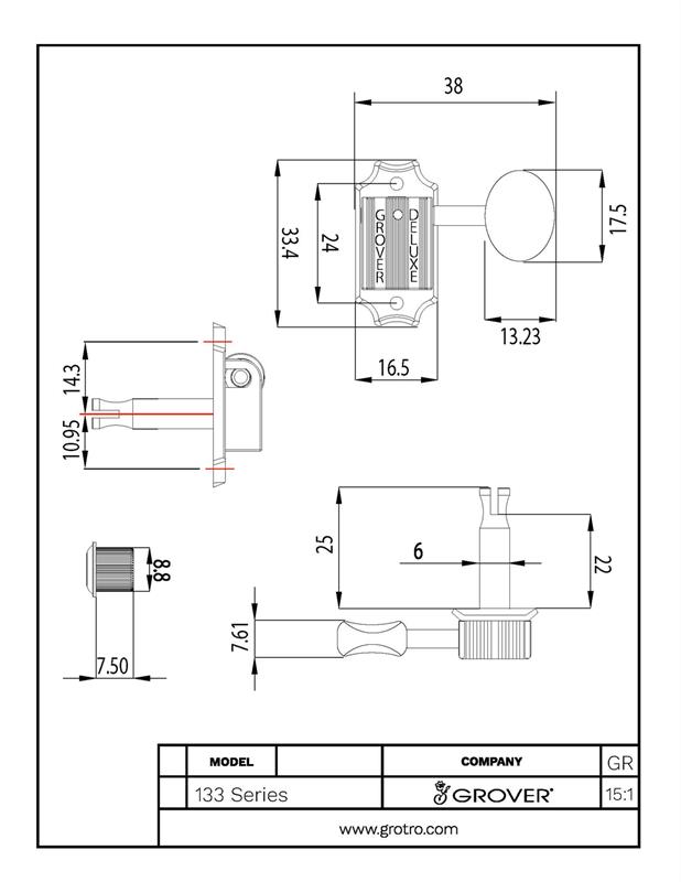 Grover GR 133N Vintage Deluxe Stimmmechanik 3+3 ni Grover GR 133N Vintage Deluxe Stimmmechanik 3+3 ni