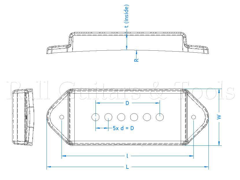 P-90 Dog Ear Cover für Brücken Tonabnehmer, Chrom, 50mm
