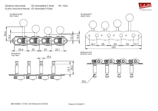 Schaller GT Mandolinen Mech. F-Style Nickel Perloid Schaller GT Mandolinen Mech. F-Style Nickel Perloid