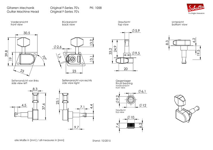 Schaller Mechanik Original F-Series 70, 6 li chrom Schaller Mechanik Original F-Series 70, 6 li chrom