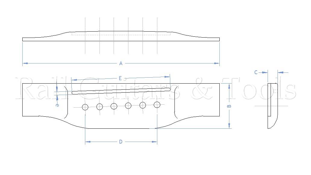 Martin Style Gitarrenbrücke Palisander - 55 Martin Style Gitarrenbrücke Palisander - 55