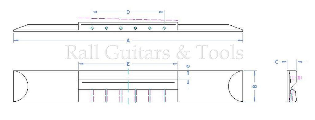 Klassikgitarren Steg Palisander - 2 Streifen Klassikgitarren Steg Palisander - 2 Streifen