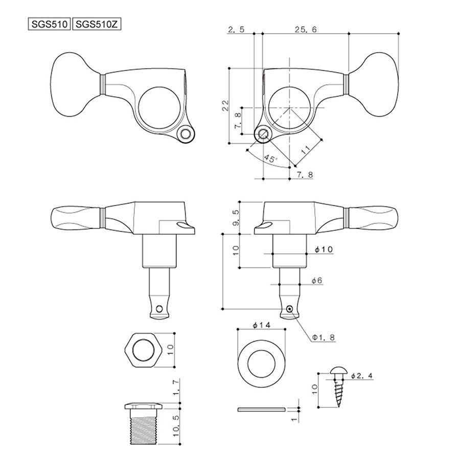 Gotoh SGL510 Mechanik, 3L/3R Chrom 1:18 Gotoh SGL510 Mechanik, 3L/3R Chrom 1:18