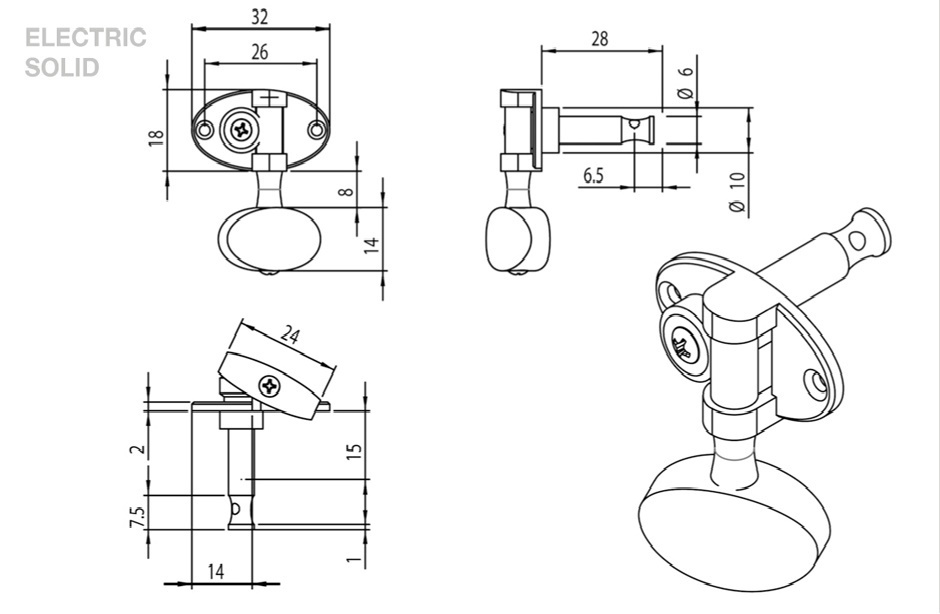 Schertler Mechanik 3L3R Chrom / Ebenholz Schertler Mechanik 3L3R Chrom / Ebenholz