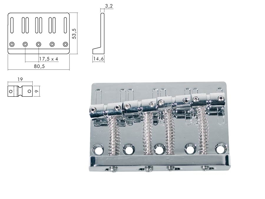 Boston BB 204-C Bass Brücke 4-saiter Chrom