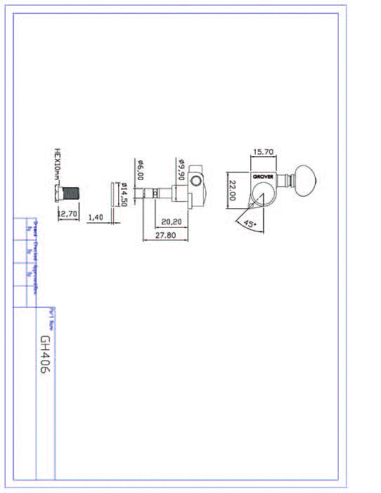 Grover GR 406G Mini Locking Rotomatics 3+3 gold Grover GR 406G Mini Locking Rotomatics 3+3 gold