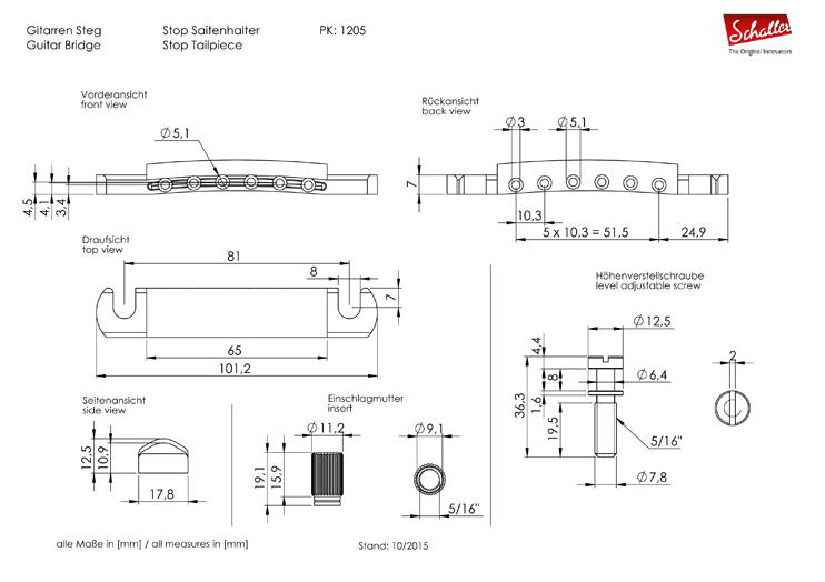 Schaller Stop Saitenhalter nickel