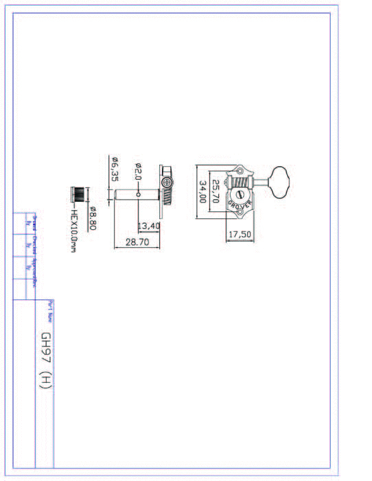 Grover GR H97-18N Sta-Tite™ Mechanik 3+3 horiz.ni