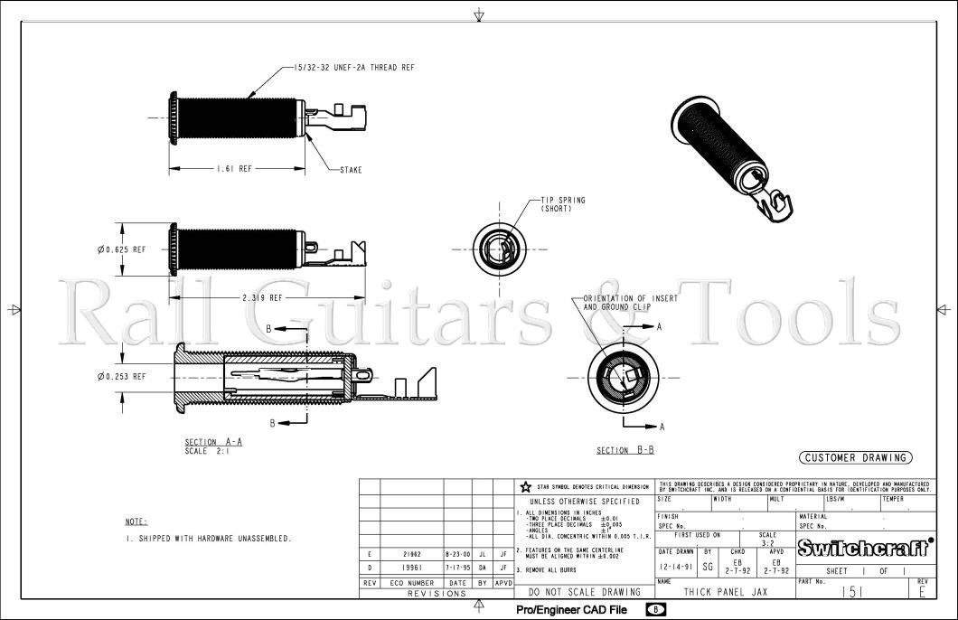 Switchcraft 151 Rohrbuchse 2-pol. Nickel Switchcraft 151 Rohrbuchse 2-pol. Nickel