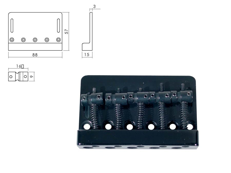 Boston BB 405-B Bass Brücke 5-saiter schwarz Boston BB 405-B Bass Brücke 5-saiter schwarz