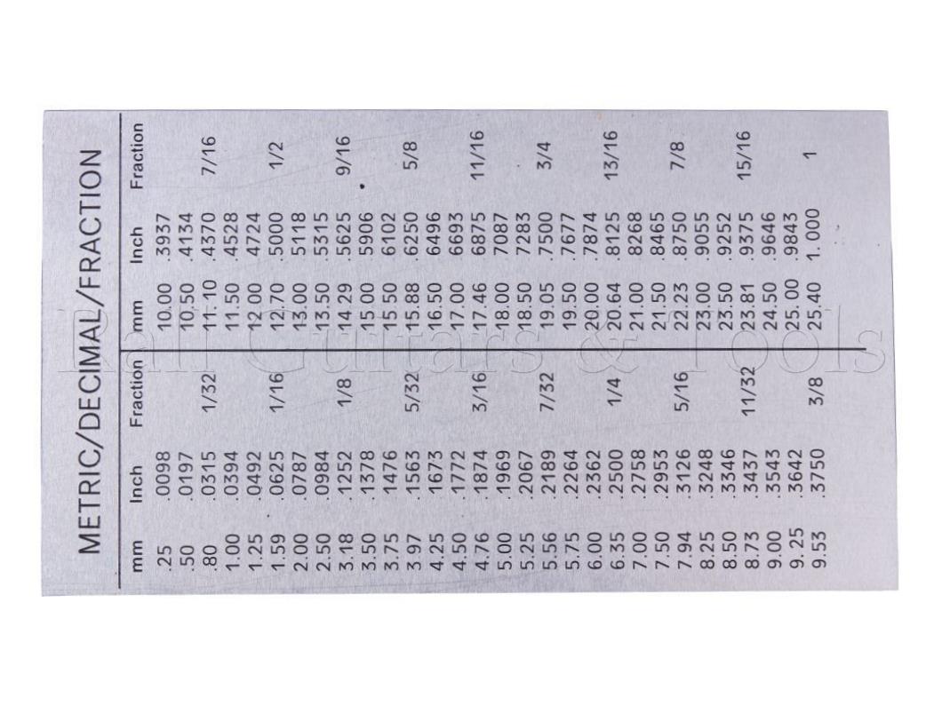 Saitenhöhen Lineal - Inch Version Saitenhöhen Lineal - Inch Version