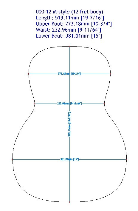 Gitarrenbau Außenform - 000-12 Typ Gitarrenbau Außenform - 000-12 Typ