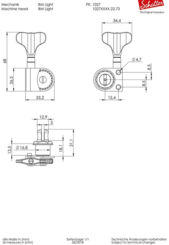 Schaller Bass Mechanik BM light 2li+2re, chrom