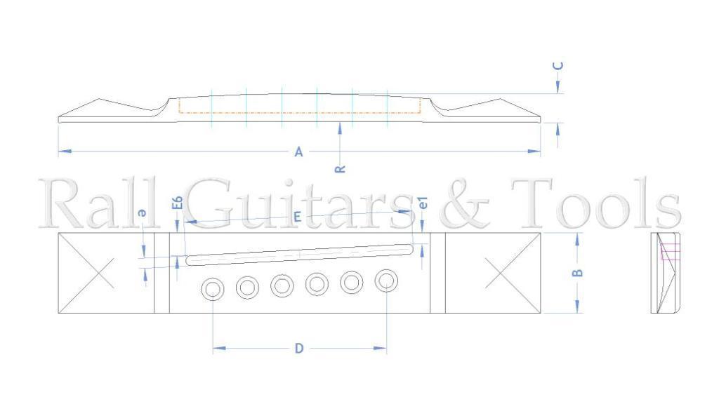 Pyramid Gitarren Steg Riegelahorn-Reparaturstück